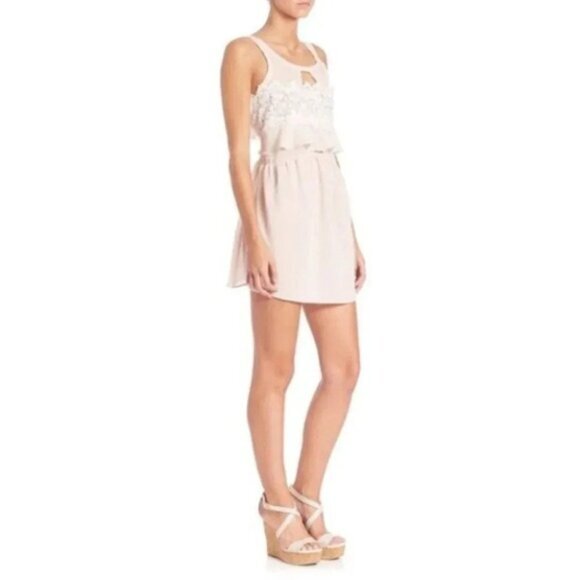 FREE PEOPLE For Love & Lemons Women’s Sienna Mini Dress Keyhole Lace Pink Small - Picture 9 of 16